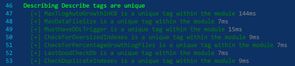 Describe tags test on AppVeyor